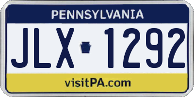 PA license plate JLX1292