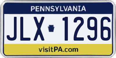 PA license plate JLX1296