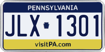 PA license plate JLX1301