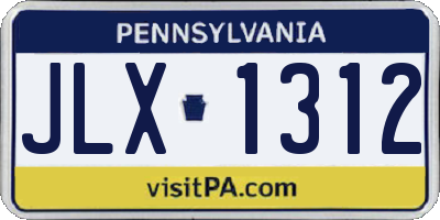 PA license plate JLX1312