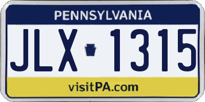 PA license plate JLX1315
