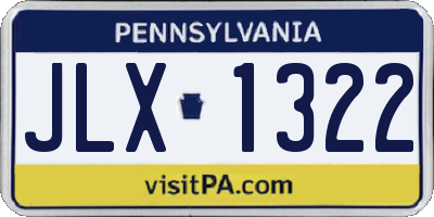 PA license plate JLX1322