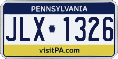 PA license plate JLX1326