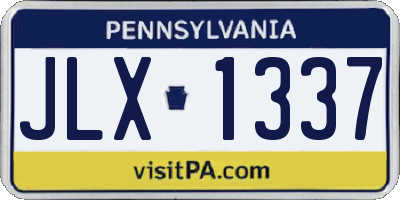 PA license plate JLX1337