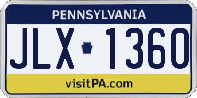 PA license plate JLX1360