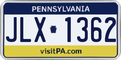 PA license plate JLX1362