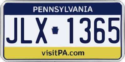 PA license plate JLX1365