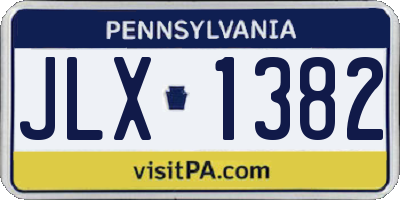 PA license plate JLX1382