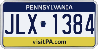 PA license plate JLX1384