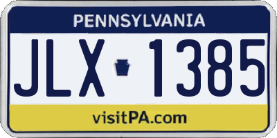 PA license plate JLX1385