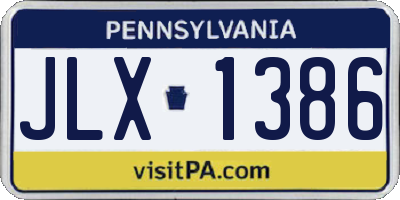 PA license plate JLX1386
