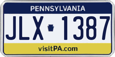 PA license plate JLX1387