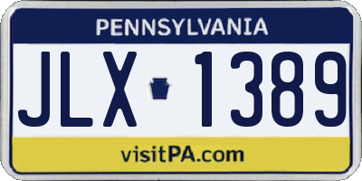 PA license plate JLX1389