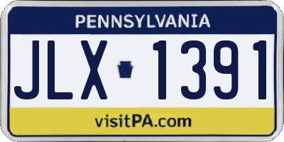PA license plate JLX1391