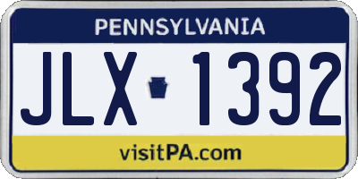 PA license plate JLX1392