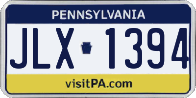 PA license plate JLX1394