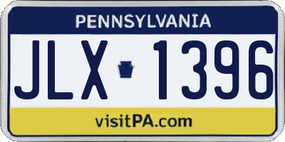 PA license plate JLX1396