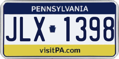 PA license plate JLX1398