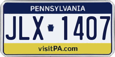 PA license plate JLX1407