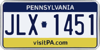 PA license plate JLX1451