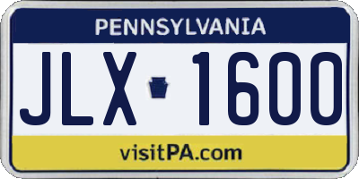 PA license plate JLX1600