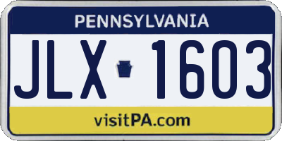 PA license plate JLX1603