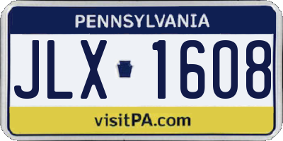 PA license plate JLX1608