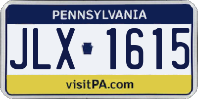 PA license plate JLX1615