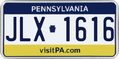 PA license plate JLX1616