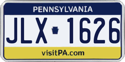 PA license plate JLX1626