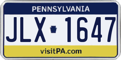 PA license plate JLX1647