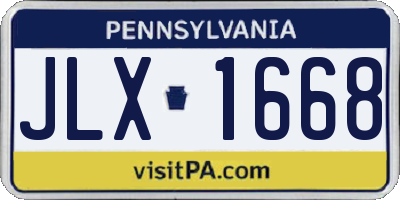 PA license plate JLX1668