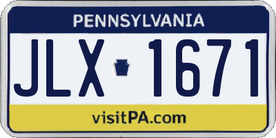 PA license plate JLX1671