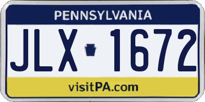 PA license plate JLX1672