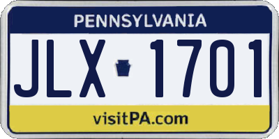 PA license plate JLX1701
