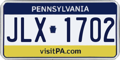 PA license plate JLX1702
