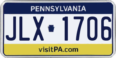 PA license plate JLX1706