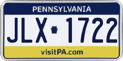 PA license plate JLX1722