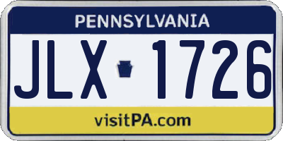 PA license plate JLX1726