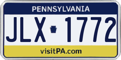 PA license plate JLX1772
