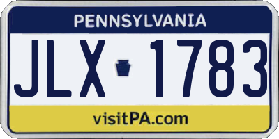 PA license plate JLX1783