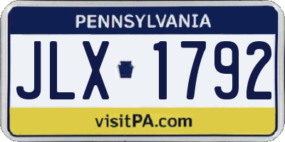 PA license plate JLX1792
