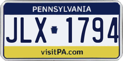 PA license plate JLX1794