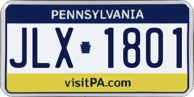 PA license plate JLX1801