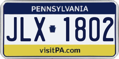 PA license plate JLX1802