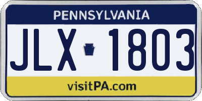 PA license plate JLX1803