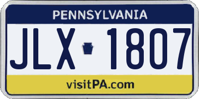 PA license plate JLX1807