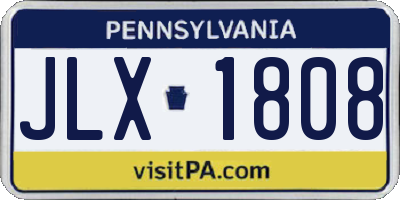 PA license plate JLX1808