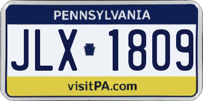 PA license plate JLX1809