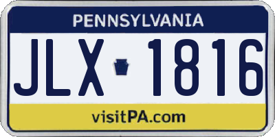 PA license plate JLX1816